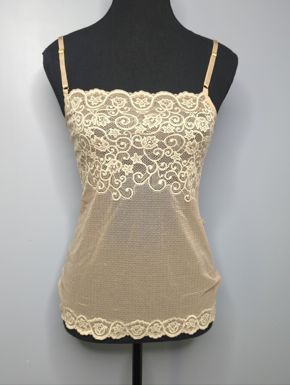 Commando Beige Nude Tulip Lace Mesh Camisole Top - Made in USA Sz S/M